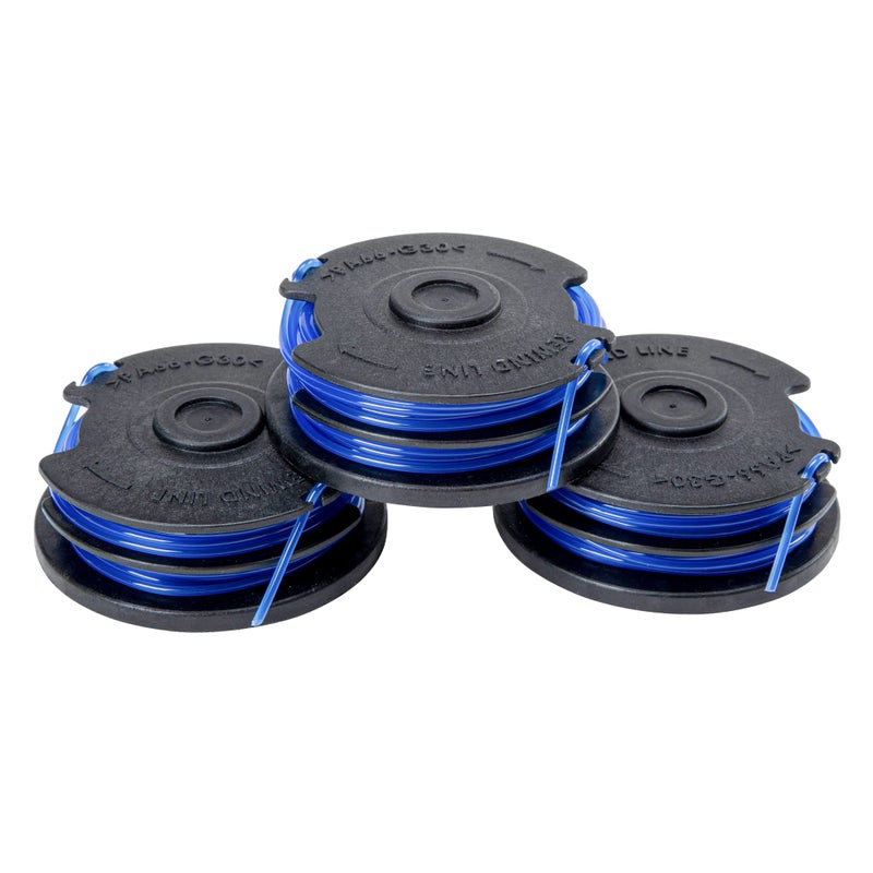 Greenworks 0.065" 3-Pack Dual Line Replacement String Trimmer Line Spool,Black/Blue - Image 1